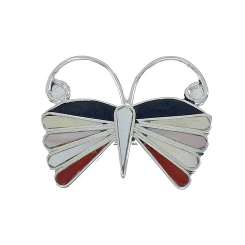 Native American Zuni Multicolor Inlay Butterfly Pin Pendant NX11564